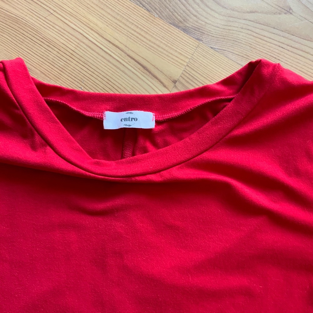 Red Ruffle Tshirt Dress - Picture 5 of 5
